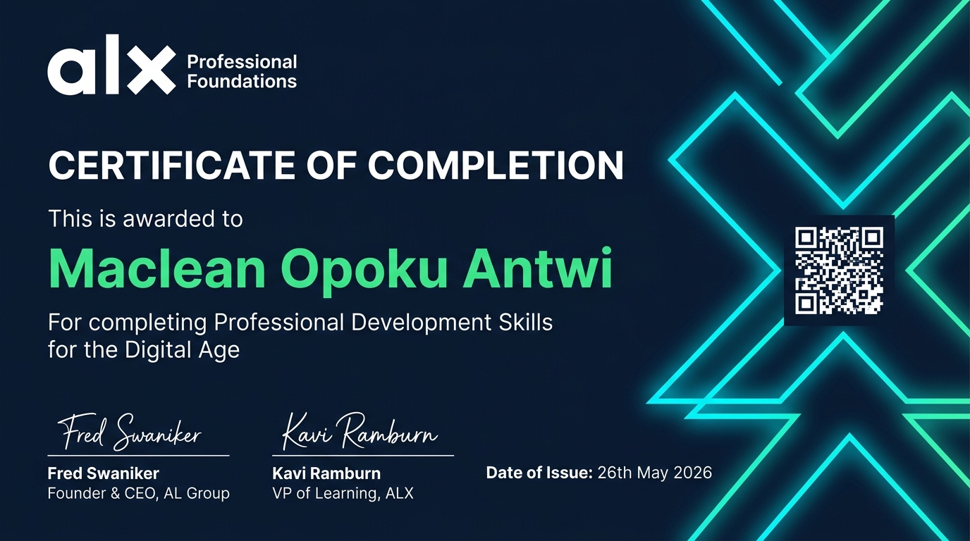 ALX Certificate of Completion - Maclean Opoku Antwi